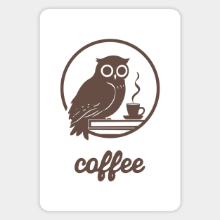 Owl Coffee and books Magnet